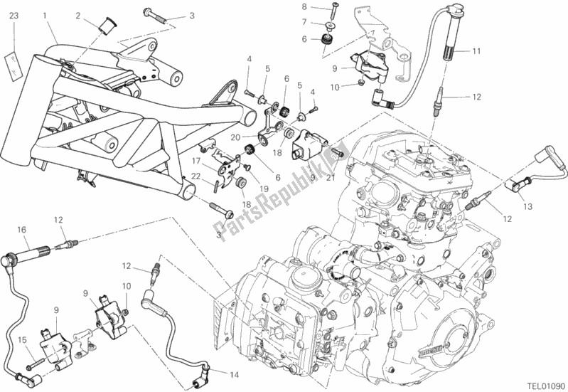 All parts for the Frame of the Ducati Diavel Xdiavel S 1260 2018